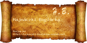 Hajnáczki Boglárka névjegykártya