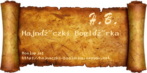 Hajnáczki Boglárka névjegykártya